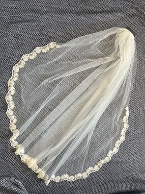 Lace trimmed veil with comb